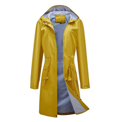 Manteau Femme Imperméable Long avec Capuche et Manches Réglables