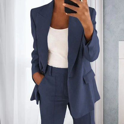 Costume Femme Tailleur Bleu Marine Élégant