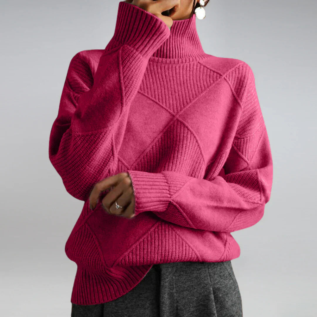 Pull Féminin Col Roulé Manches Longues Élégant