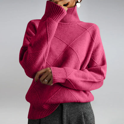 Pull Féminin Col Roulé Manches Longues Élégant