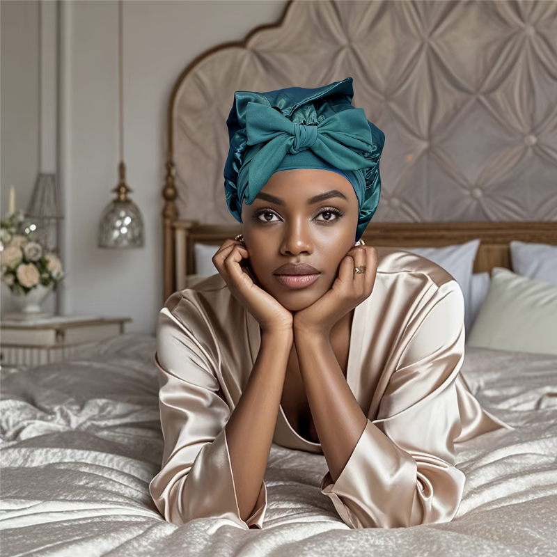 Bonnet de nuit en soie douce pour cheveux délicats