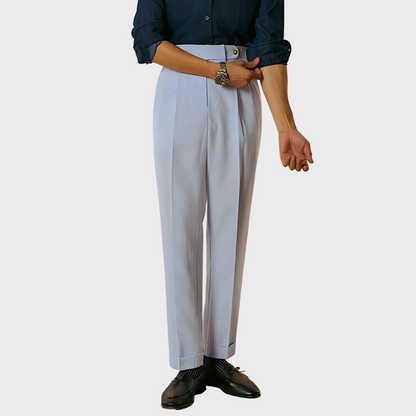 Pantalon rayé à taille haute avec ceinture