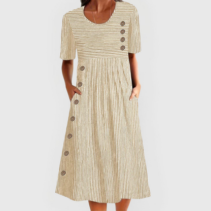 Robe femme linéaire en coton à rayures