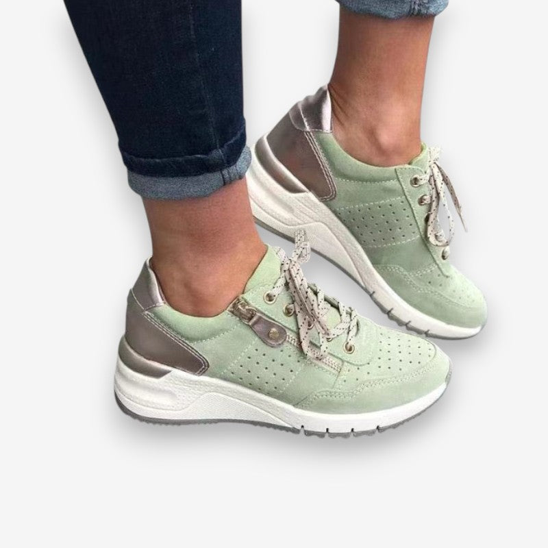 Chaussures Confortables à Lacets avec Semelle Plate et Fermeture Éclair