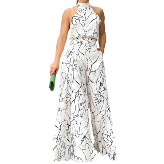 Robe Combinaison Col Rond Imprimé Fleuri Élégante - PanierRoyale