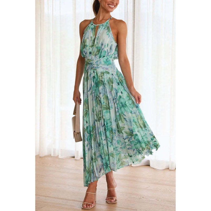 Robe Été Florale Col Rond en Coton - PanierRoyale