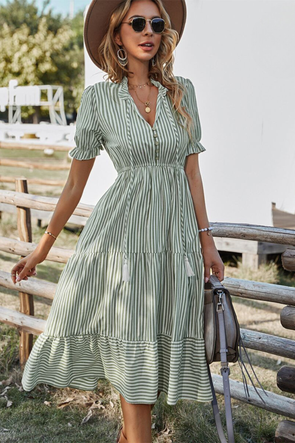Robe Été Mi-Longue pour Femme avec Ceinture Réglable