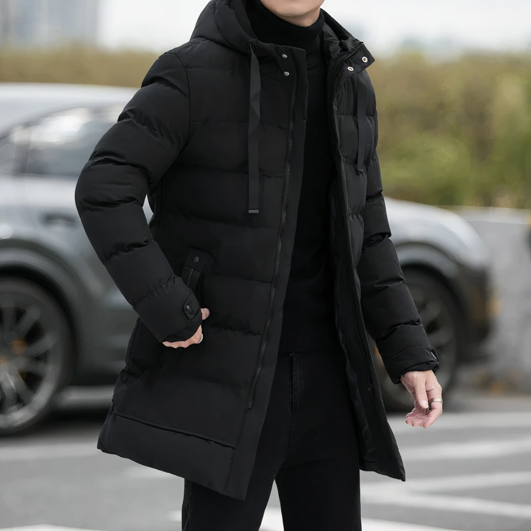 Manteau Homme Hiver Capuche Noir Élégant