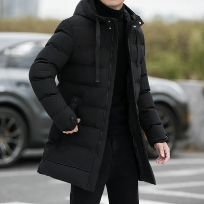 Manteau Homme Hiver Capuche Noir Élégant