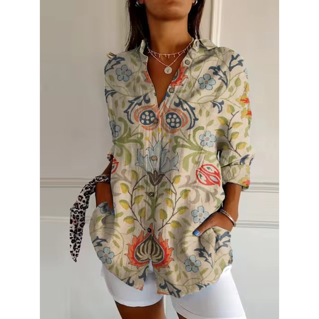 Chemisier Femme Floral Manches Longues Chic