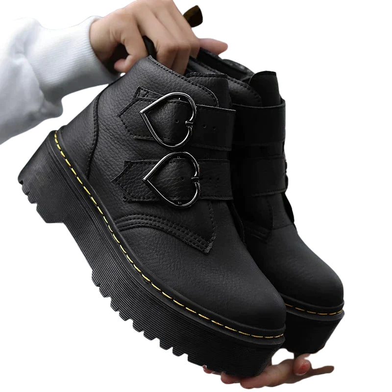 Bottines Femme à Lacets en Cuir Noir