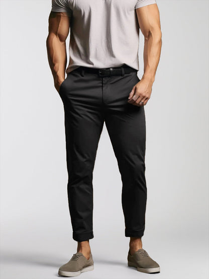 Pantalon Chino Homme Élastique et Léger en Coton Mélangé