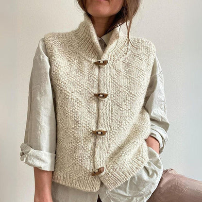 Gilet Tricoté Col Montant Pour Femme | Sans Manches