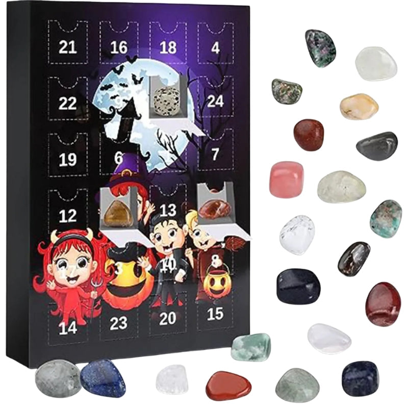 Calendrier de Noël Alternatif : Calendrier d'Avent Halloween 24 Portes avec Surprises et Pierres Colorées - PanierRoyale