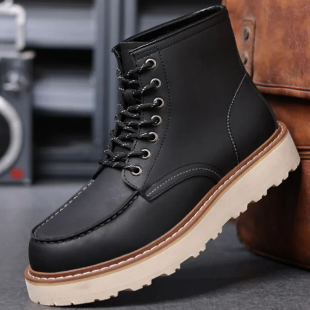 Bottes Hiver Cuir Chauffantes avec Lacets