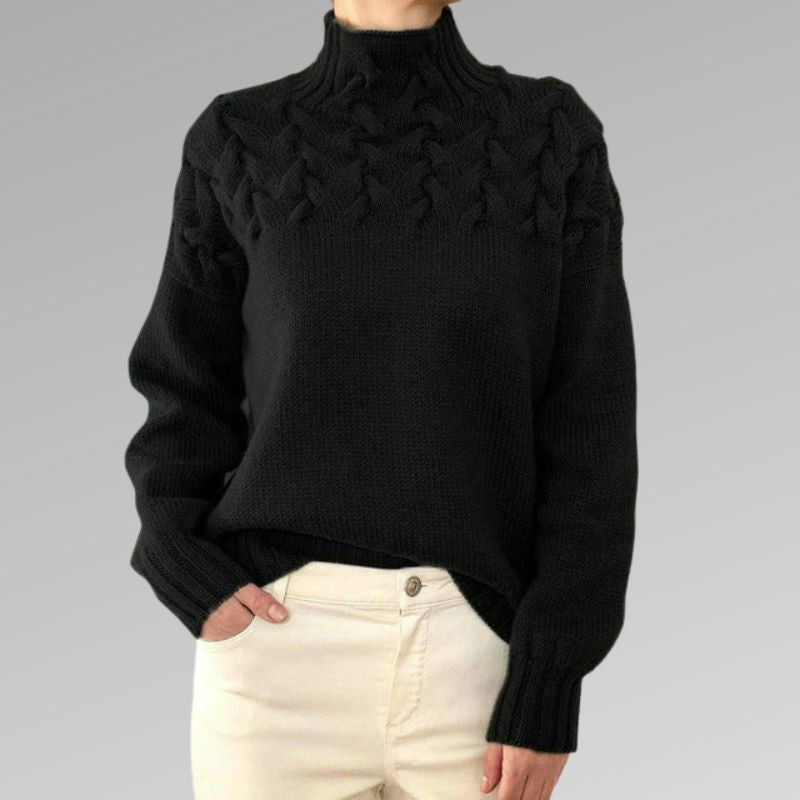 Pull Femme Laine Mérinos Brun Col Rond Élégant