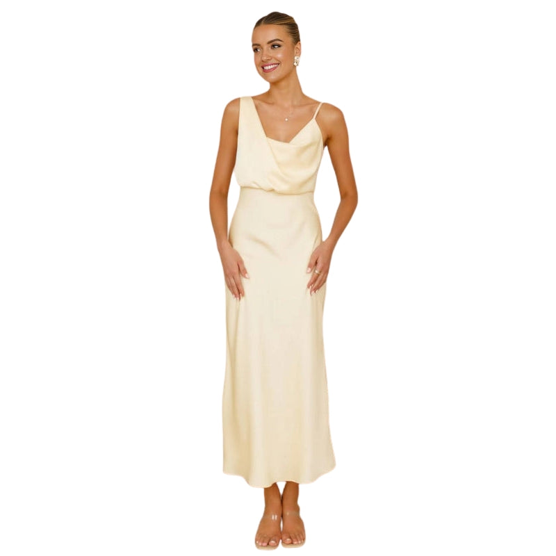 Robe Été Longue sans Manches en Lin avec Bretelles Ajustables