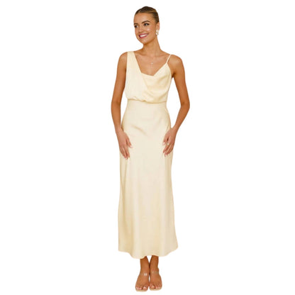Robe Été Longue sans Manches en Lin avec Bretelles Ajustables