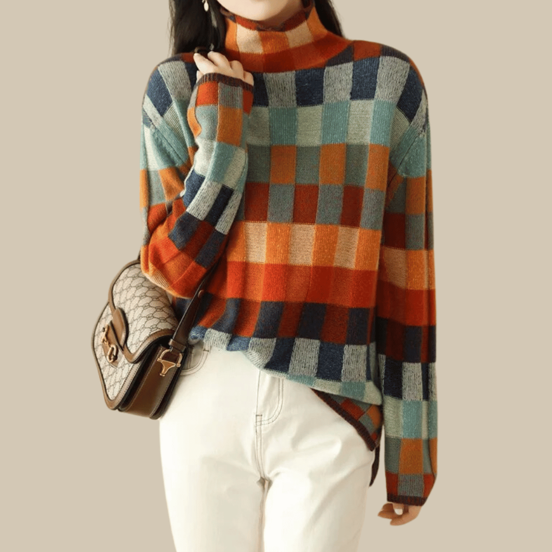 Pull à Carreaux Doux et Chaud pour Femme - PanierRoyale