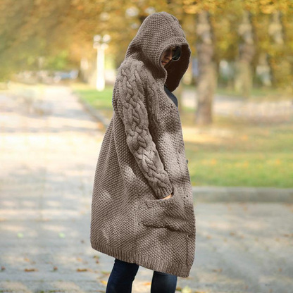 Cardigan Femme Long à Capuche Élégant