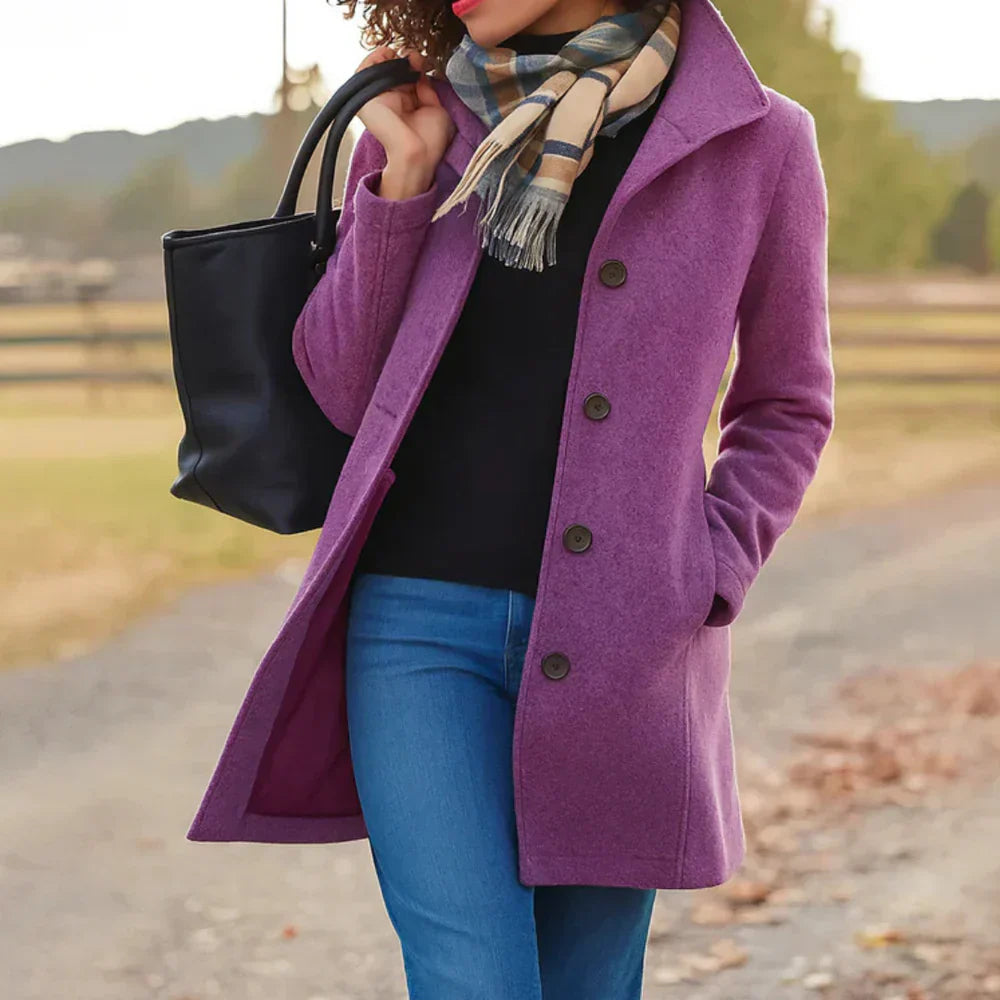 Manteau Femme Hiver Long Élégant avec Boutons
