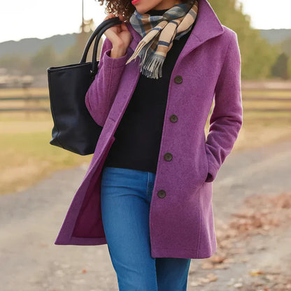 Manteau Femme Hiver Long Élégant avec Boutons