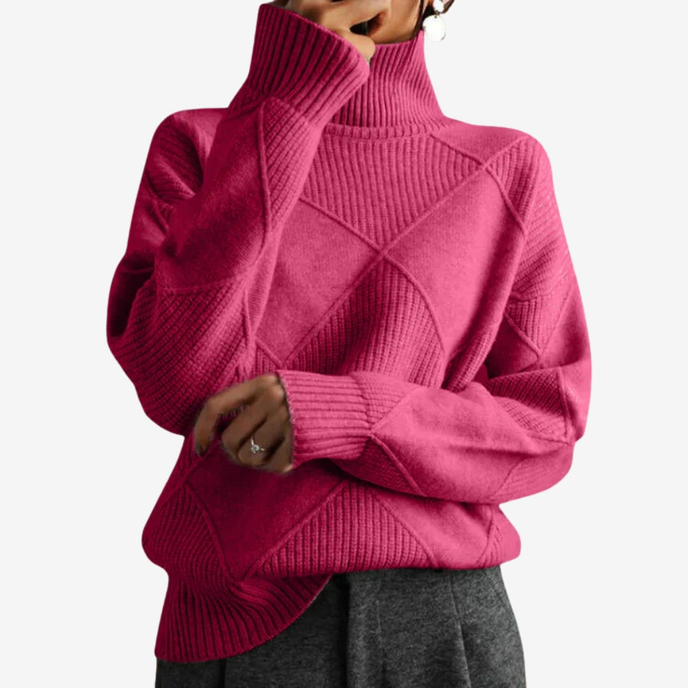 Pull Femme Doux et Confortable Col Roulé