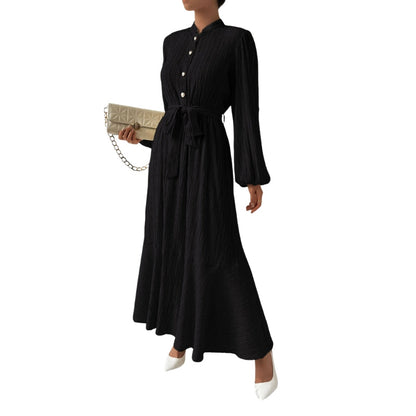 Robe Femme Longue Plissée à Ceinture Élastique