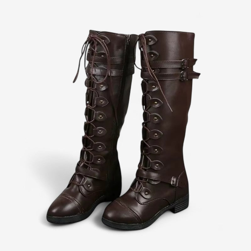 Bottes Femmes Hauts Talons à Lacets Élégantes