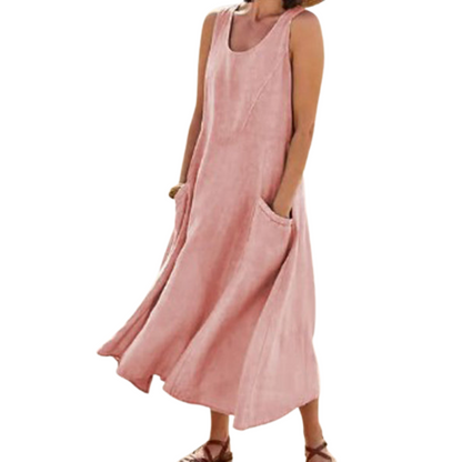 Robe Décontractée Été sans Manches avec Poches