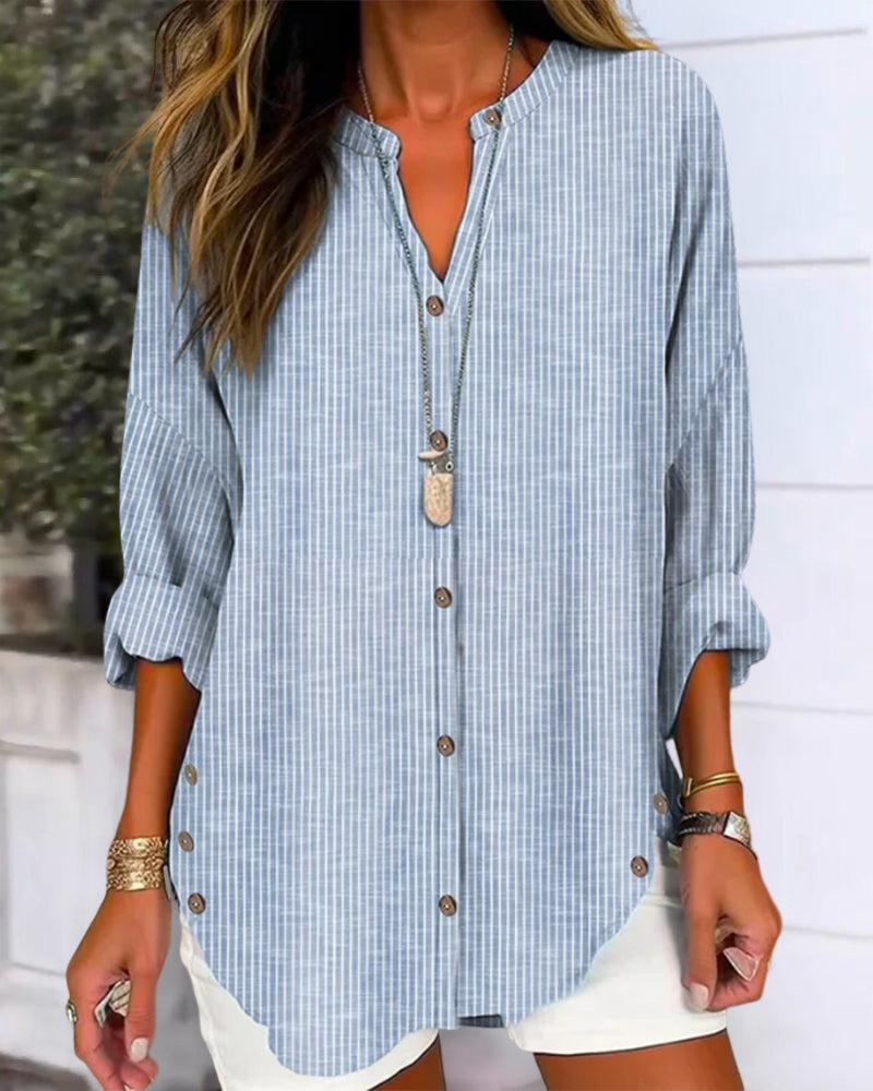 Blouse Femme Rayée Détente avec Boutons