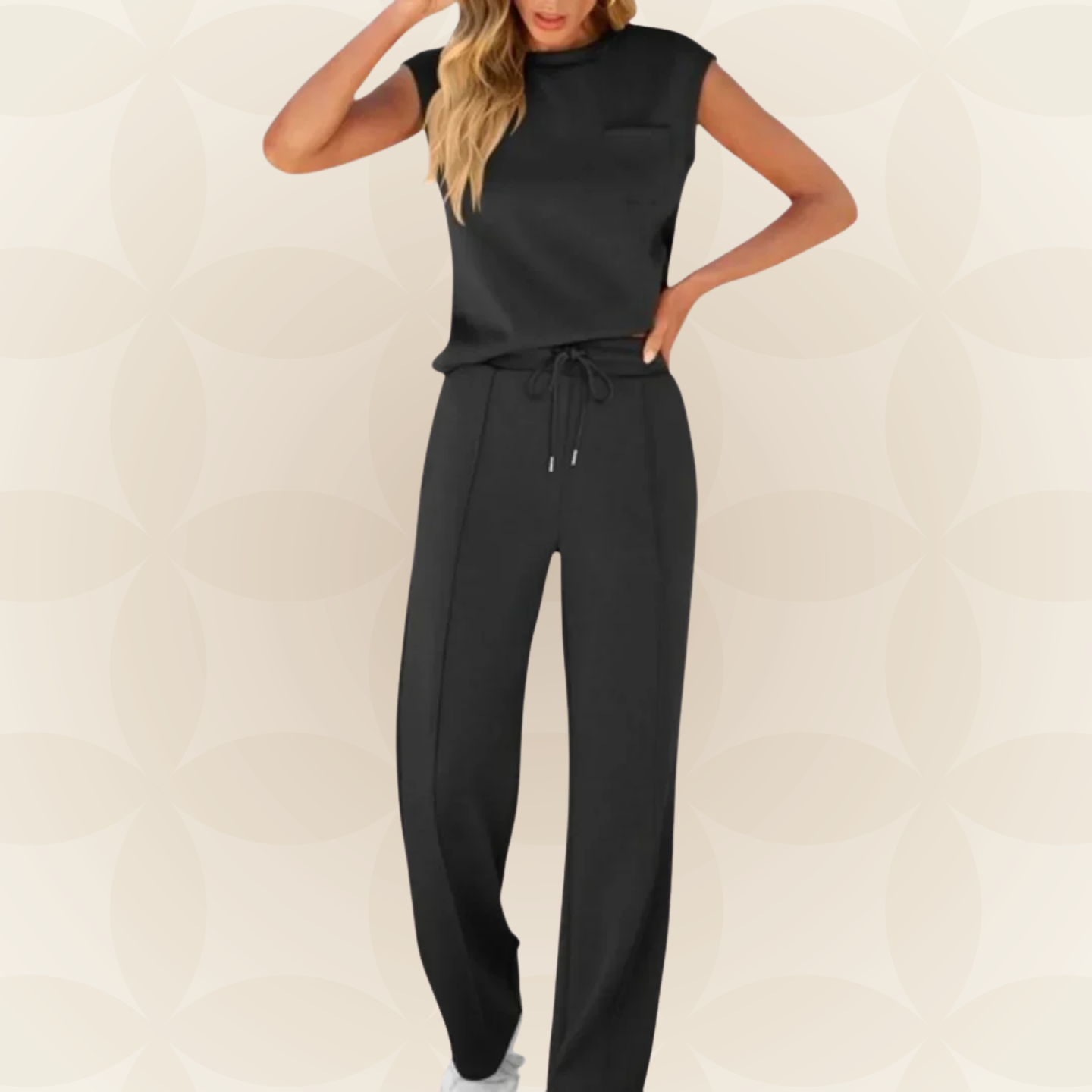 Ensemble Femme Sans Manches et Pantalon Large Fluide