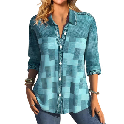 Chemise Femme à Manches Longues imprimé Fleur Décontractée