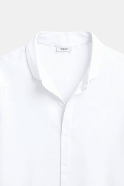 Chemise à Col Montant Blanc Classique