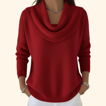 Pull Femme Col Drapé Doux et Chaud Style Décontracté - PanierRoyale