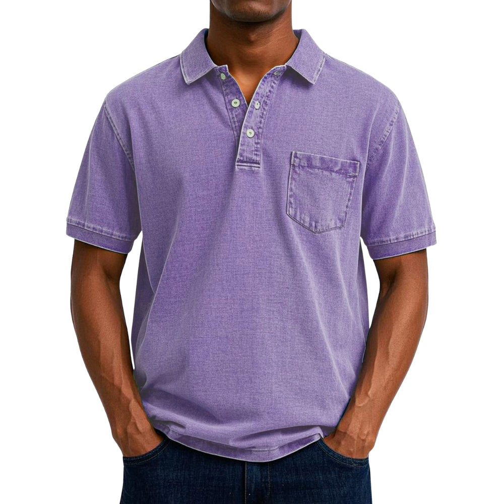 Chemise Homme Lin Coton avec Manches Courtes et Poche