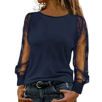 Blouse Femme Chic Manches Longues Col Rond