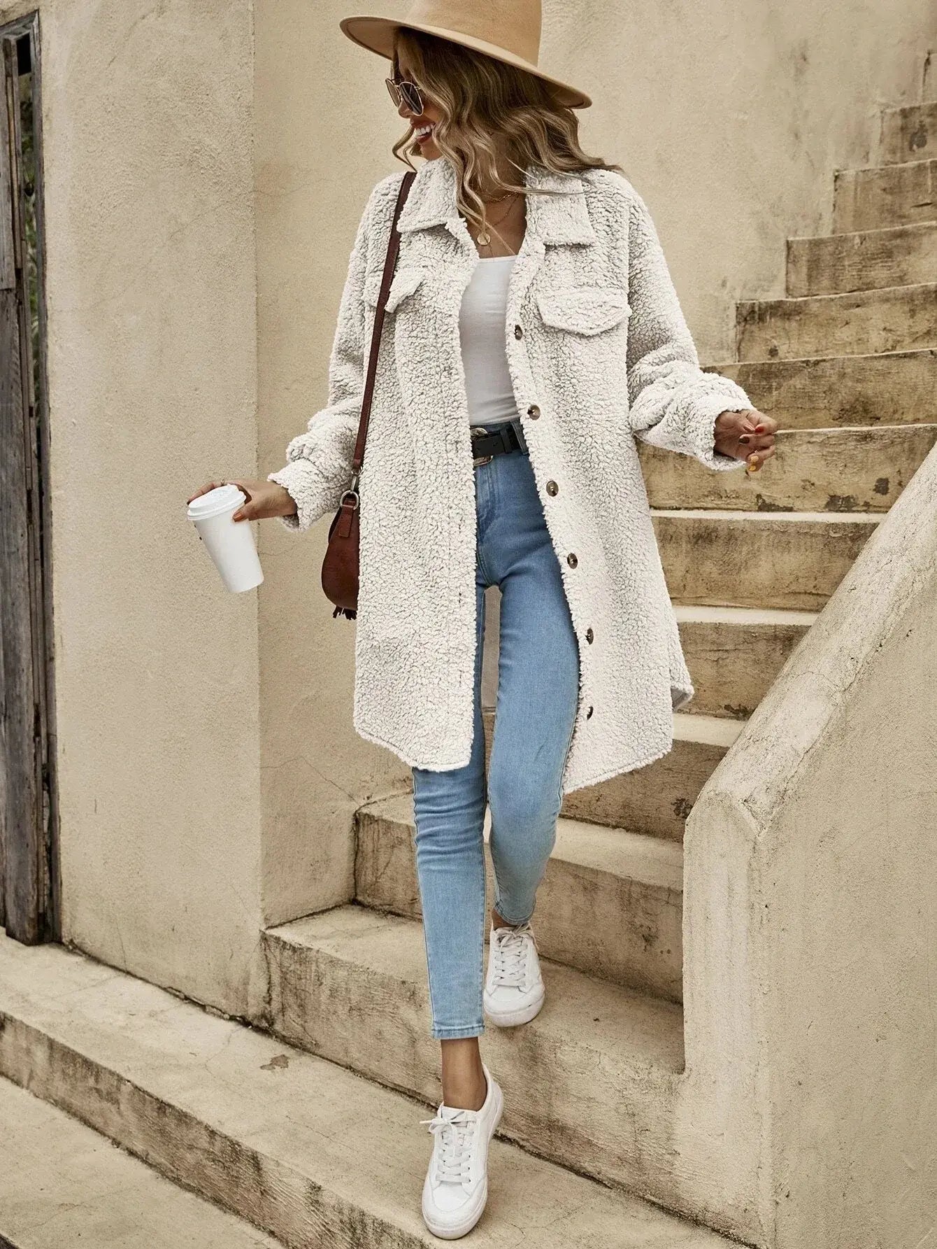 Veste Teddy Douce et Confortable avec Poches - BerlinGlamour
