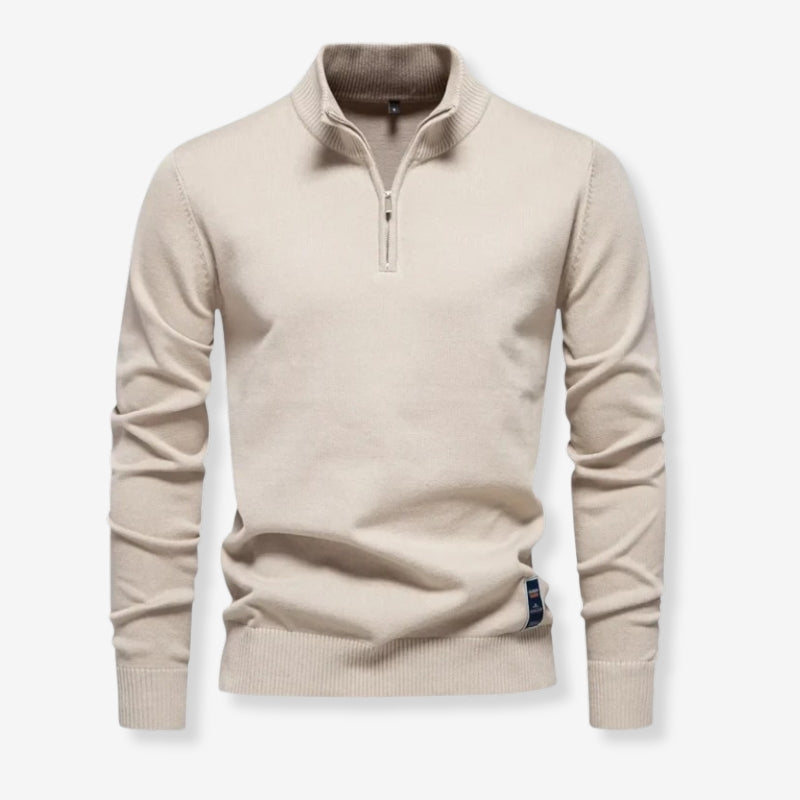 Pull Homme Col Zippé Manches Longues Chic