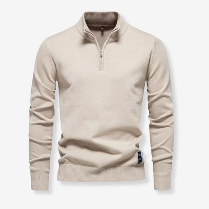 Pull Homme Col Zippé Manches Longues Chic