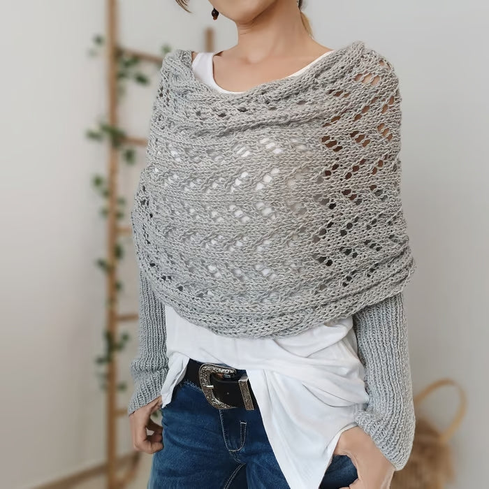 Écharpe Femme Tricotée Douce Gris Clair