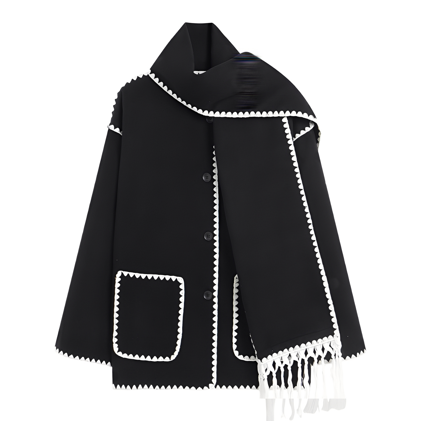 Manteau Femme Hiver Laine Douce avec Écharpe Incluse
