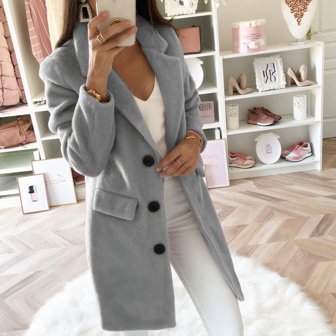 Manteau Femme Long Noir Chic en Hiver