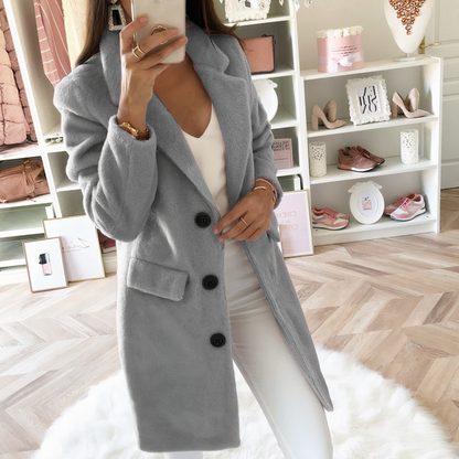 Manteau Femme Long Noir Chic en Hiver