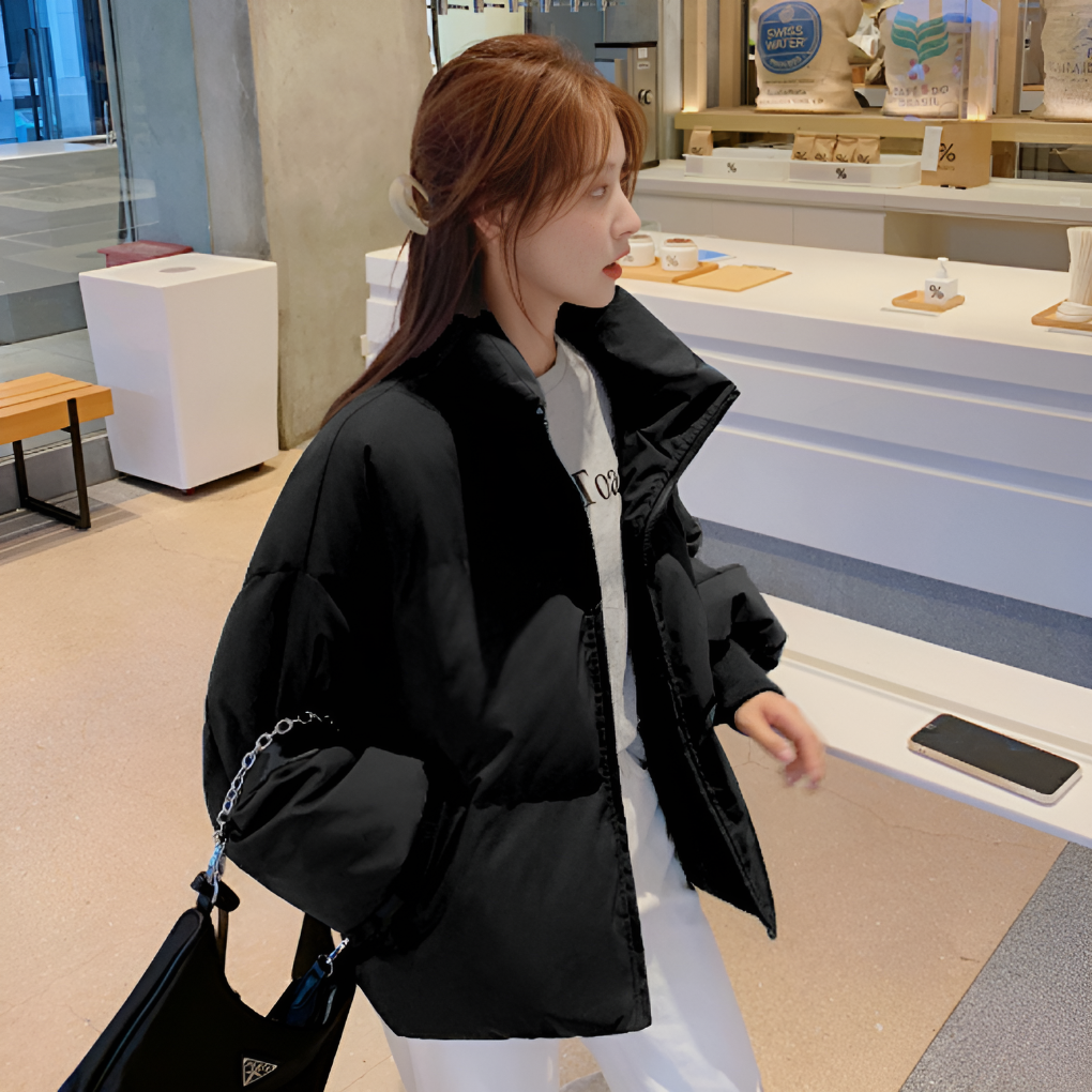 Veste Doudoune Féminine Hiver Matelassée Col Montant