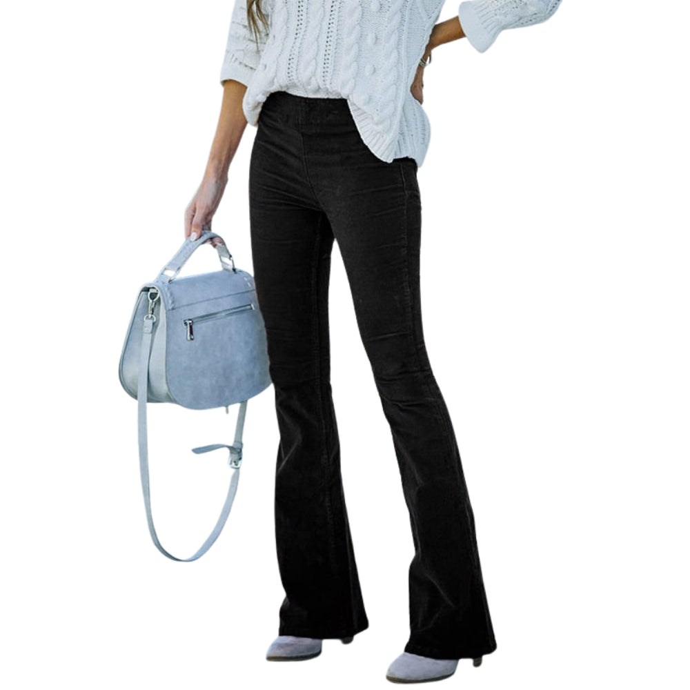 Pantalon Femme Flare Taille Haute Élégant