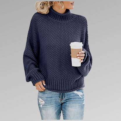 Pull Femme Tricoté Coloré Col Roulé Élégant