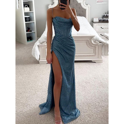 Robe de Soirée Élégante Longue avec Bretelles Délicates
