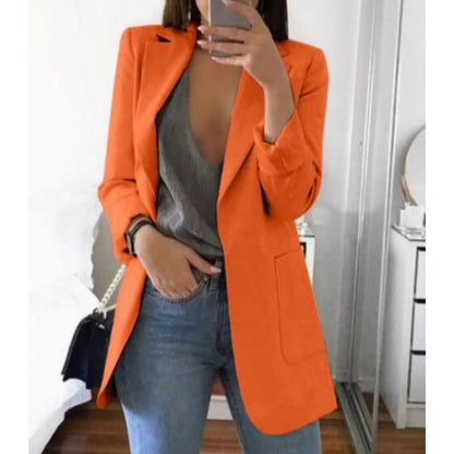 Blazer Femme Élégant Revers Cranté Décontracté