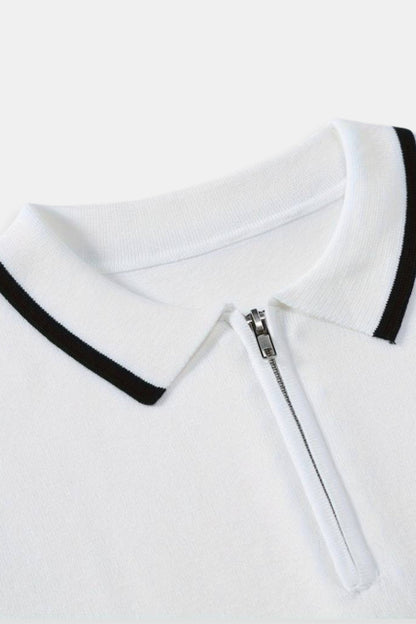 Chemise Polo Classique à Fermeture Éclair Contraste
